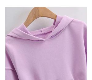 Sweat à capuche court en coton et fibre de bambou pour femme, respirant, anti-boulochage, poche kangourou, hiver, automne, décontracté, doublé devant - Product Image 4