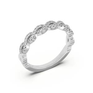 Banda de boda de corte redondo con diamante trenzado para mujer - Product Image 1