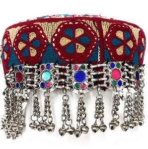 Hot Selling Fashionable Afghani Cultural Kuchi <b>Women</b> <b>Hats</b> Caps Headwear Steel tassels Afghan Chitrali Balochi Traditional Caps - Product Image 1