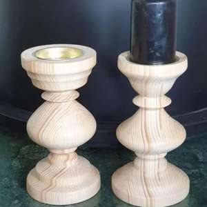 Bougeoirs finis en bois naturel rustique Design Unique décoration de mariage support de pilier en bois pour la décoration de fête à la maison - Product Image 3