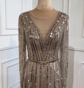 Robes de soirée de luxe en tulle longue brodée à la main avec des perles de strass 100% faites à la main, vente en gros - Product Image 2