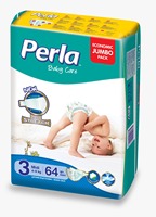 Couches jetables PERLA Twin pour bébés, haute qualité, côtés extra extensibles, feuille arrière respirante, barrière anti-fuites, matériau en pâte fluff