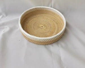 <b>Beach</b> Theme Handmade Rattan Round Serving Tray Luxury Decorative Accent Perfect Seasonal <b>Gifting</b> and Home Display - Product Image 2