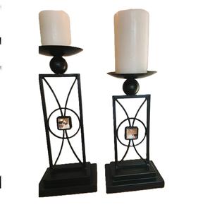 ชุดเชิงเทียนโลหะสีดำสองแบบที่มีเอกลักษณ์เชิงเทียนเหล็กหนาสูงสำหรับตกแต่งบ้านคริสต์มาสวันเกิด - Product Image 4