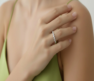 Bague demi-éternité classique en or avec sept pierres serties en U pour les mariées, les anniversaires, les événements importants, la mode élégante au quotidien - Product Image 5