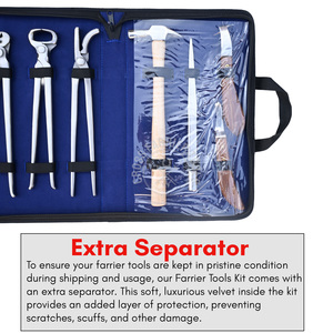 Custom Farrier Tools Kit Nipper Clincher Puller Hoof Knife <b>Set</b> Detachable Loop Blade <b>Wooden</b> Driving Hammer Pritchel in Case - Product Image 4