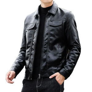 Chaqueta de Cuero de Invierno para Hombre, de Alta Calidad, Moderna, Entallada, Informal, con Forro Polar, Acolchada, Abrigada - Product Image 1