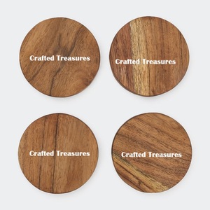Ensemble de 4 sous-verres design et fabriqués en bois, fabricant et exportateur de bois d'acacia design personnalisé d'Inde de haute qualité - Product Image 1