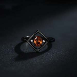 Bague d'Halloween en spinelle noire en argent sterling 925 avec placage au rhodium noir Bijoux fins gothiques - Product Image 2