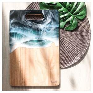 Planche à découper en bois et en résine au design moderne, idéale pour la décoration de la cuisine moderne et la belle présentation des aliments - Product Image 1