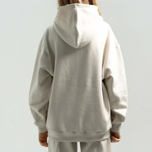 Sweat à capuche décontracté en coton épais 100 % avec logo personnalisé imprimé sur le devant pour femme, collection automne-hiver, style streetwear, tricot uni, OEM - Product Image 3