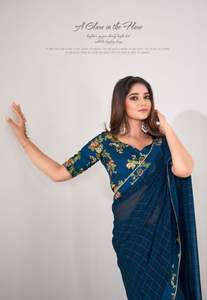 ชุดส่าหรีงานแต่งงานแบบดั้งเดิม ดีไซน์สวยงาม ผ้าไหมออร์แกนซ่านุ่ม ประดับเลื่อม งานฝีมือทันสมัย เหมาะสำหรับงานปาร์ตี้ สไตล์อินเดีย-ปากีสถาน - Product Image 2