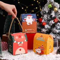 Boîte d'emballage de bonbons de Noël, sac en papier, boîte cadeau pour biscuits et pommes avec poignée, boîte surprise pour le cadeau de Noël des enfants