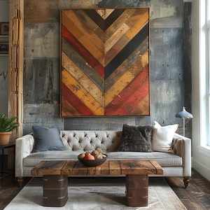 2024 AI colección de muebles modernos para sala de estar diseño de concepto creativo con patrones geométricos coloridos Churcher sofá arte de pared - Product Image 4