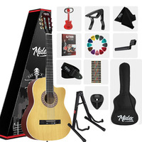 4/4 Classical Guitar Kit Mahogany Neck Adjustable Truss Rod Gloss Finish Guitar Stand Tuner Bag Strap Capo Picks | Midex