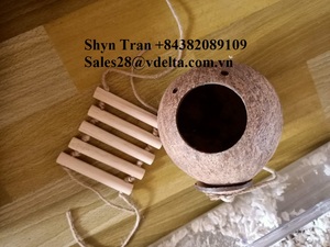 Tự Nhiên Vỏ Dừa Lồng Chim Động Vật Có Khuôn Mẫu Chim Tổ Nhà Cho Vật Nuôi Vẹt Hut Với Treo Đồ Chơi Cho Hamster Shyn tran - Product Image 2