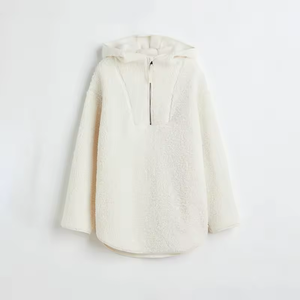 เสื้อกันหนาวมีฮู้ดสำหรับผู้หญิงและผู้ชาย, เสื้อฮู้ดขนแกะแบบสวมหัวซิปครึ่งตัวมีซิป14นิ้วสำหรับกลางแจ้งฤดูหนาว - Product Image 4