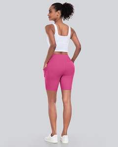 Women Biker Yoga Shorts with Pockets: High Waisted <b>Tummy</b> <b>Control</b> Spandex Workout Athletic Gym - Product Image 5
