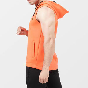 Zipper Up Sans Manches Hommes Gym Hoodies Meilleure Qualité Workout Fitness Vente Chaude Gym À Capuche Pour Hommes - Product Image 2