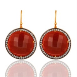 Pendientes de plata de ley 925 con gema de ónix roja, novedad - Product Image 1