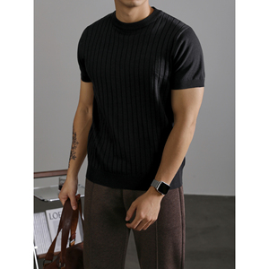 New High Quality Knitted Quick Dry England Style T-Shirt Custom Brand Solid Color Plain Loose Fit Plus Size Blank Customized - Product Image 4