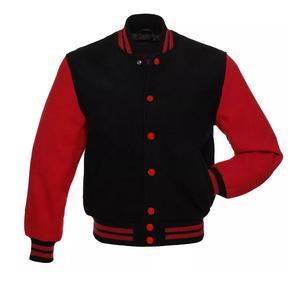Chaqueta Varsity Vintage para Hombre con Mangas de Cuero, Chaqueta Letterman de Invierno con Forro Polar y Cuello Alto Transpirable, Servicio OEM - Product Image 1