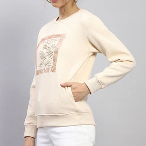 Sweat-shirt à col rond de qualité supérieure, coton lourd, manches longues, taille américaine, vêtements surdimensionnés personnalisés, décoration de badge pour femmes - Product Image 3