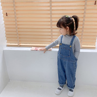 Combinaisons décontractées coréennes pour enfants en bas âge, garçons et filles, en denim et coton, sans manches, respirantes, 0-24 mois