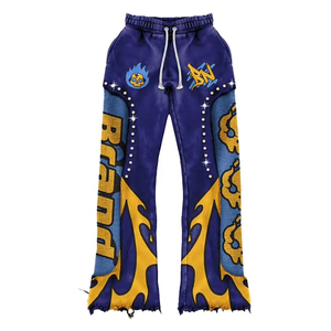 100% coton personnalisé marque vêtements pour hommes grande taille Vintage Streetwear solide imprimé recadrée à capuche pantalon taille personnalisée survêtements - Product Image 4