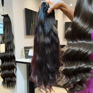 100% non transformés indien vierge Remy cheveux crus Extension simple dessiné trame de cheveux humains tresses Machine Double trame vague faisceau - Product Image 1