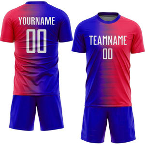 Venta al por mayor ropa deportiva sublimación 100% poliéster fútbol uniforme Jersey fútbol camiseta dos piezas hombres conjuntos Club desgaste balones - Product Image 4