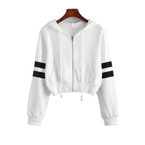 Sweat à capuche court imprimé en molleton Logo personnalisé Femmes Vente à chaud de haute qualité 100% coton polaire surdimensionné - Product Image 1