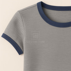 เสื้อยืดผู้หญิงสีทึบตัดกับเสื้อลำลองฤดูร้อน - Product Image 2