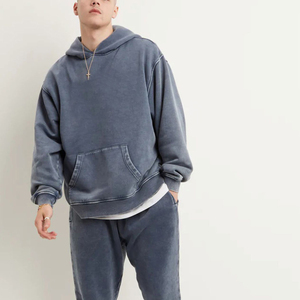 Sweat à capuche zippé vintage pour homme, lavé, hiver, poids lourd, 100% coton, tissu polaire surdimensionné, poche, tie-dye 3D, broderie acide - Product Image 3