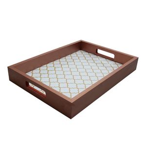 MOHSIN HANDICRAFTS <b>Rustic</b> Handmade Lightweight <b>Wooden</b> Serving Tray with Handles Modern Design - Product Image 1