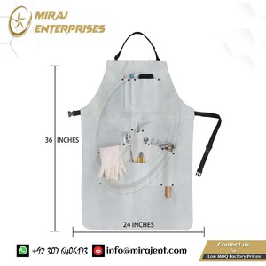 Delantal de herramientas de carpintería de jardinería de soldadura de cuero ignífugo y resistente al desgaste con varios bolsillos protectores - Product Image 2