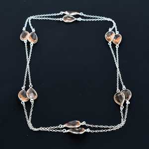 ชุดสร้อยคอมอร์แกนไนท์สีเงินรูปพีช925สเตอริ่งทำด้วยมืออันหรูหรามีขอบเป็นสร้อยคอแบบห้อยทำด้วยมือสำหรับเป็นของขวัญในงานเลี้ยงหมั้นของคริสเตียน - Product Image 6