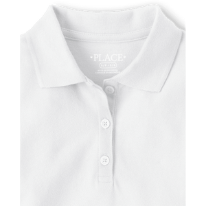 Uniforme scolaire grande taille pour filles blanches Polo Soft Stretch Piqué Material - Product Image 2