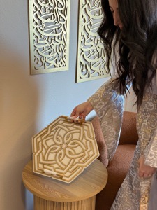 Bandeja de diseñador de madera con base de vidrio, uso multiusos para servir la decoración, organizar el tocador Iftar y la elegante pantalla de mesa - Product Image 4