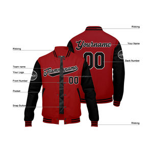 Chaqueta universitaria personalizada con tela de lana y mangas de cuero, cuello levantado de ajuste extragrande, decoración bordada con logotipo en la parte delantera de la chaqueta, con el logotipo en la parte delantera de la MCACVJ-69 - Product Image 4