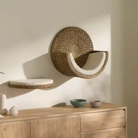 Lot de 2 étagères en forme de chat en jacinthe d'eau, accessoires de lit confortables pour animaux de compagnie, faits à la main, style élégant