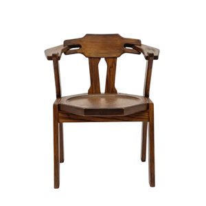 Solid Wood Dining Arm <b>Chair</b> with Curved Backrest for Cafe <b>Restaurant</b> and Home Use - Product Image 1