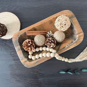 Bol à pâte en bois décor bol en bois vintage sculpté à la main décor à la maison pour centre de table à manger, salon, décor de cuisine - Product Image 3