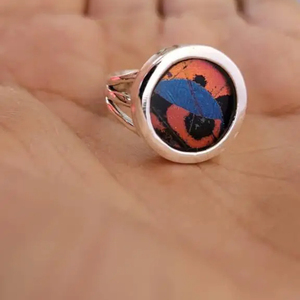 Anillo de piedra en plata de ley natural al mejor precio a granel por fabricante indio Alas de mariposa de piedras preciosas de plata 925 - Product Image 1