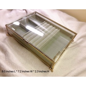 Personnalisé, organisateur de bijoux, anti-poussière, boîte de rangement, rectangulaire, présentoir, vintage, verre, rétro, luxe, doublure en flanelle - Product Image 5