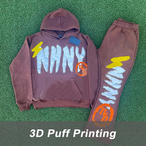 New Arrival Puff Printing Elegant Tracksuit for Women USA Size Pullover flare sweatpants <b>full</b> <b>zip</b> <b>up</b> <b>hoodie</b> tracksuit - Product Image 2