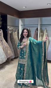 Ensemble Sharara en Georgette Foux très demandé avec Dupatta pour femmes, costume Sharara pakistanais pour l'exportation mondiale - Product Image 2