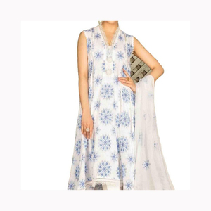 ชุดคอตตอนปักลายสไตล์อินเดียชุดคอตตอนสวมใส่สำหรับปาร์ตี้ชั้นสูง - Product Image 1