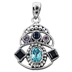 Collar de Plata 925 con Baño de Rodio/Oro, con Topacio Geométrico y Diamantes, Patrón Geométrico de Números, Regalo para Mujer - Product Image 3