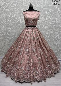 Diseñador carismático Khatali trabajo hecho a mano en Pastel Partywear Lehenga Choli tela de Base pura hecha a mano ropa tradicional china - Product Image 2